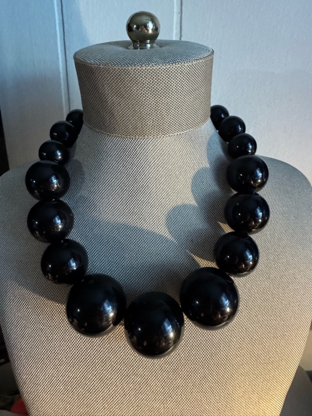 Statement Black Beaded Necklace - Classic Women's Jewelry